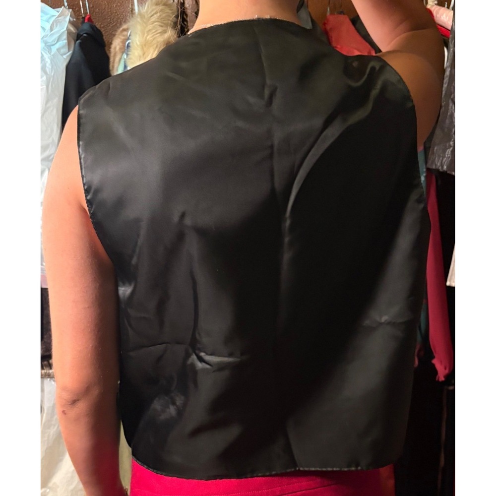 Marsh Landing Vest Womens PL Black Good Leather Suede Front Zip Mixed Media - Picture 5 of 6